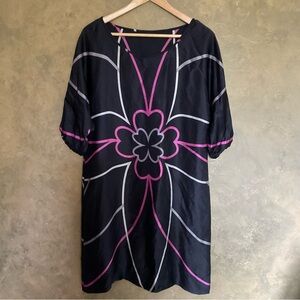 Gerard Darel Patterned Silk Midi Shift Dress
